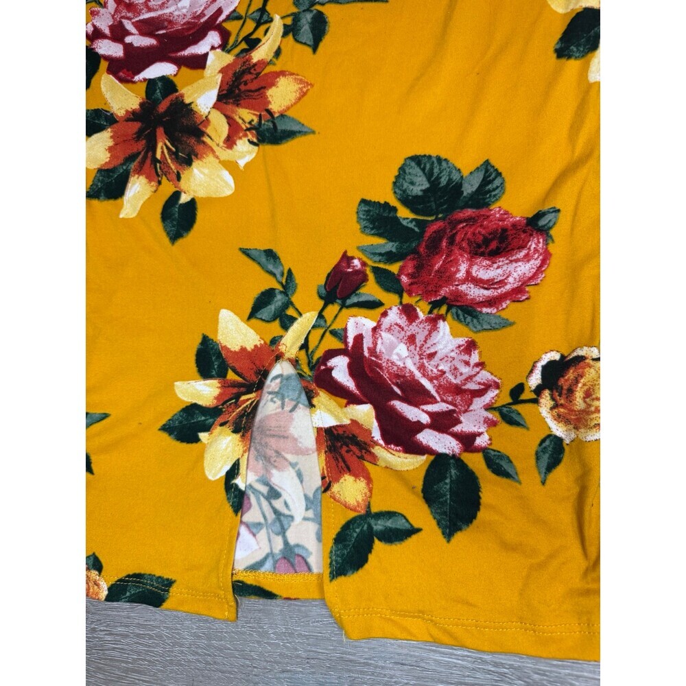 Fashion Nova Yellow Floral Midi Dress Side Slit Bodycon Size Small - Picture 3 of 5